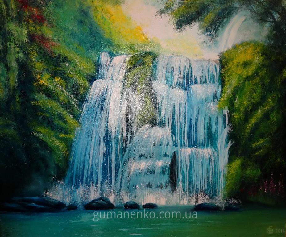 Картина "Водопад", холст 60х50 см., масло.